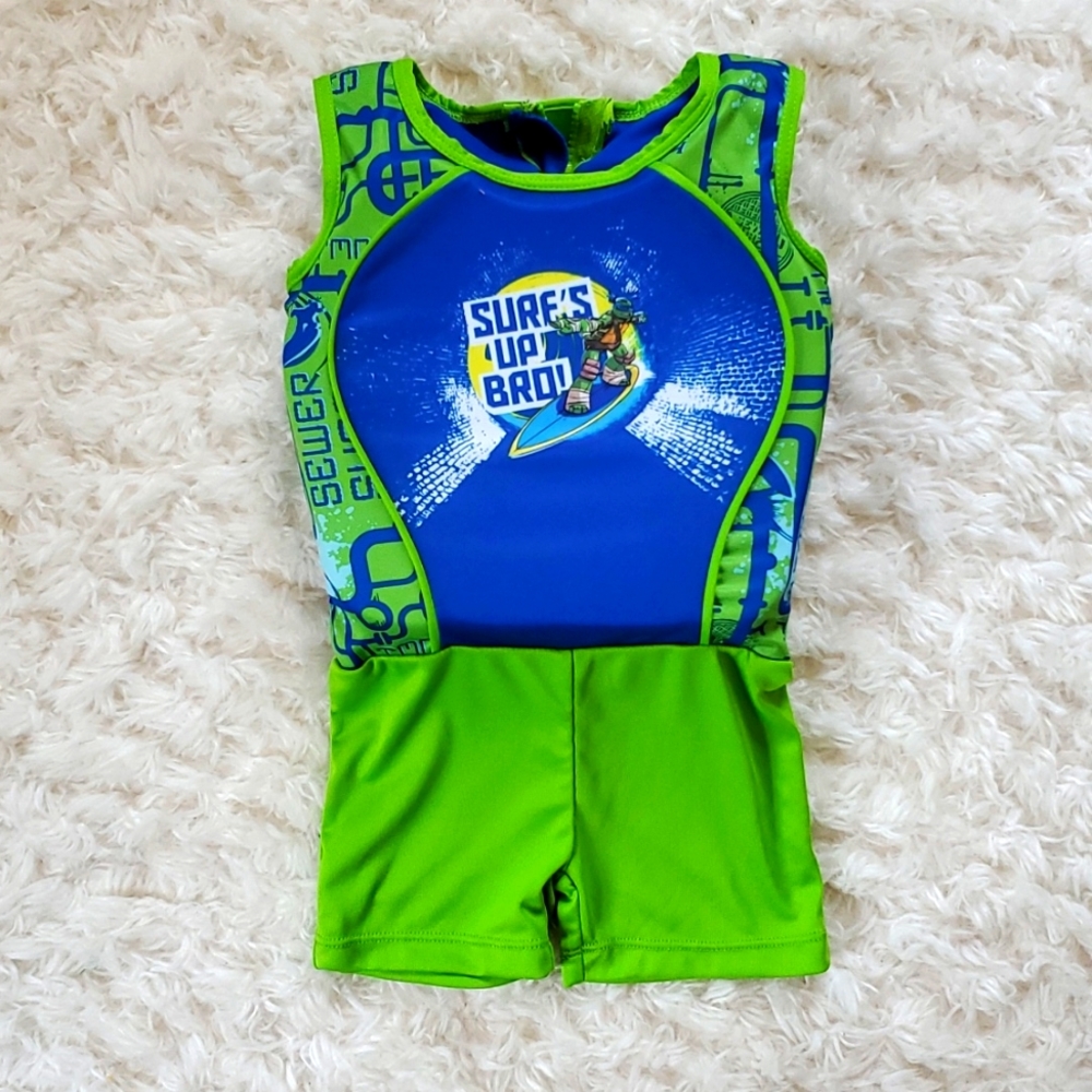 Ninja Turtle Swim One piece Build in floatation device Swimsuit Like New